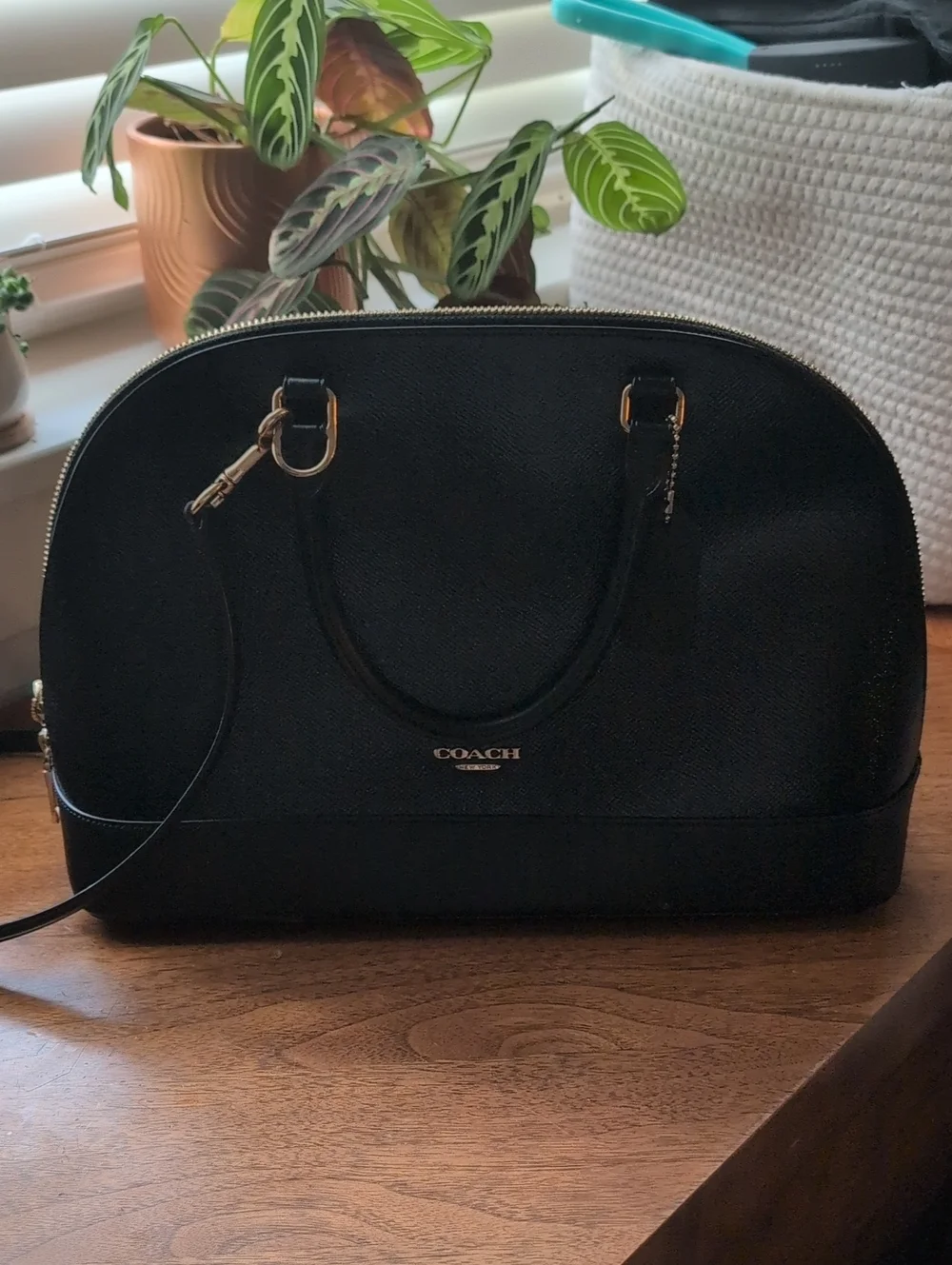 Coach Black Dome Sierra Satchel with Gold-Tone Hardware